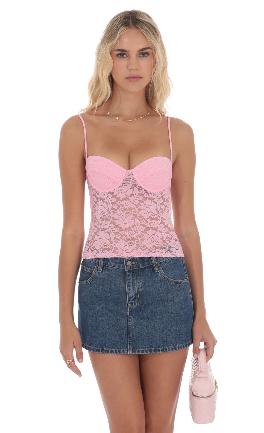 Sheer Lace Top in Pink