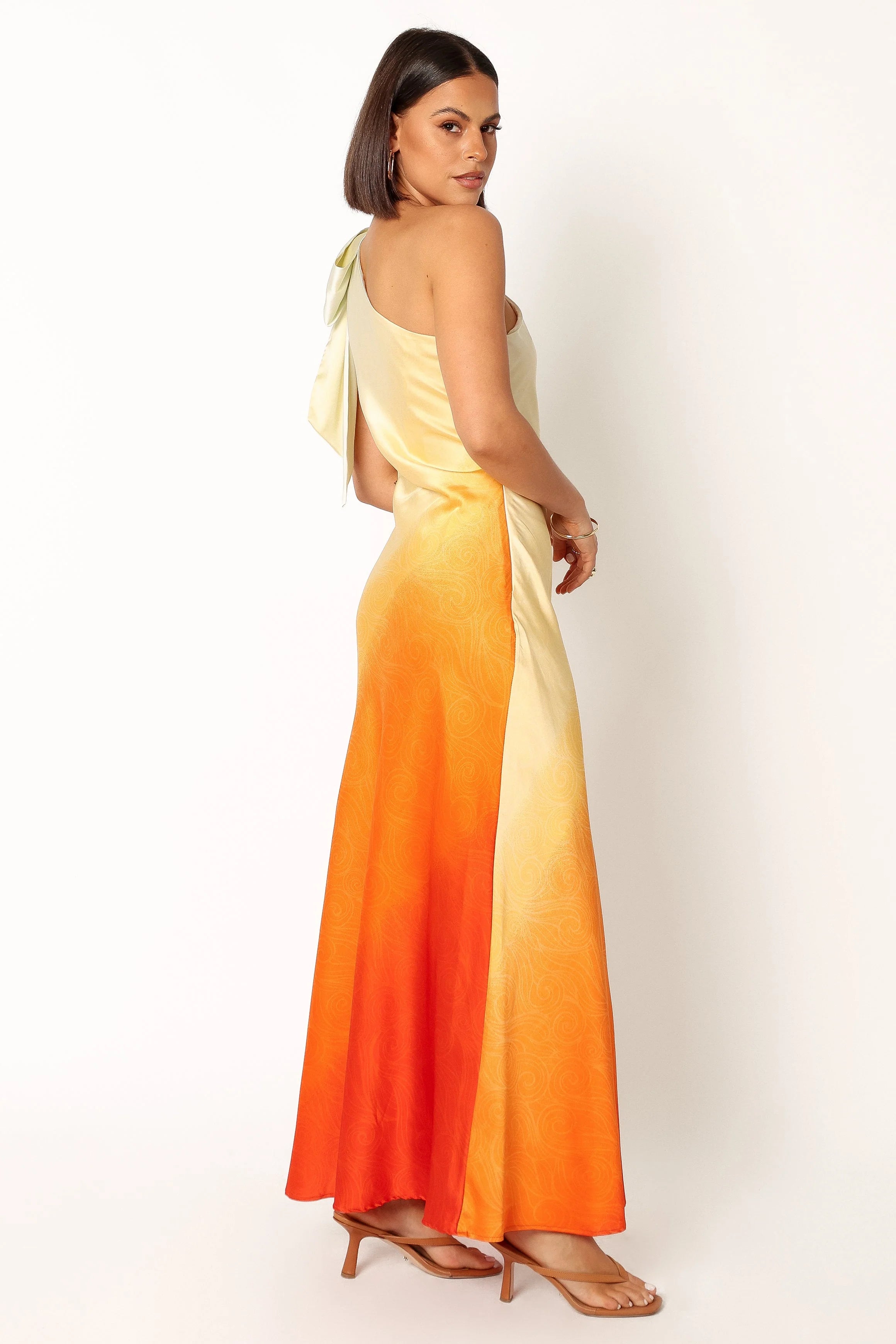 Glow One Shoulder Midi Dress - Sunset