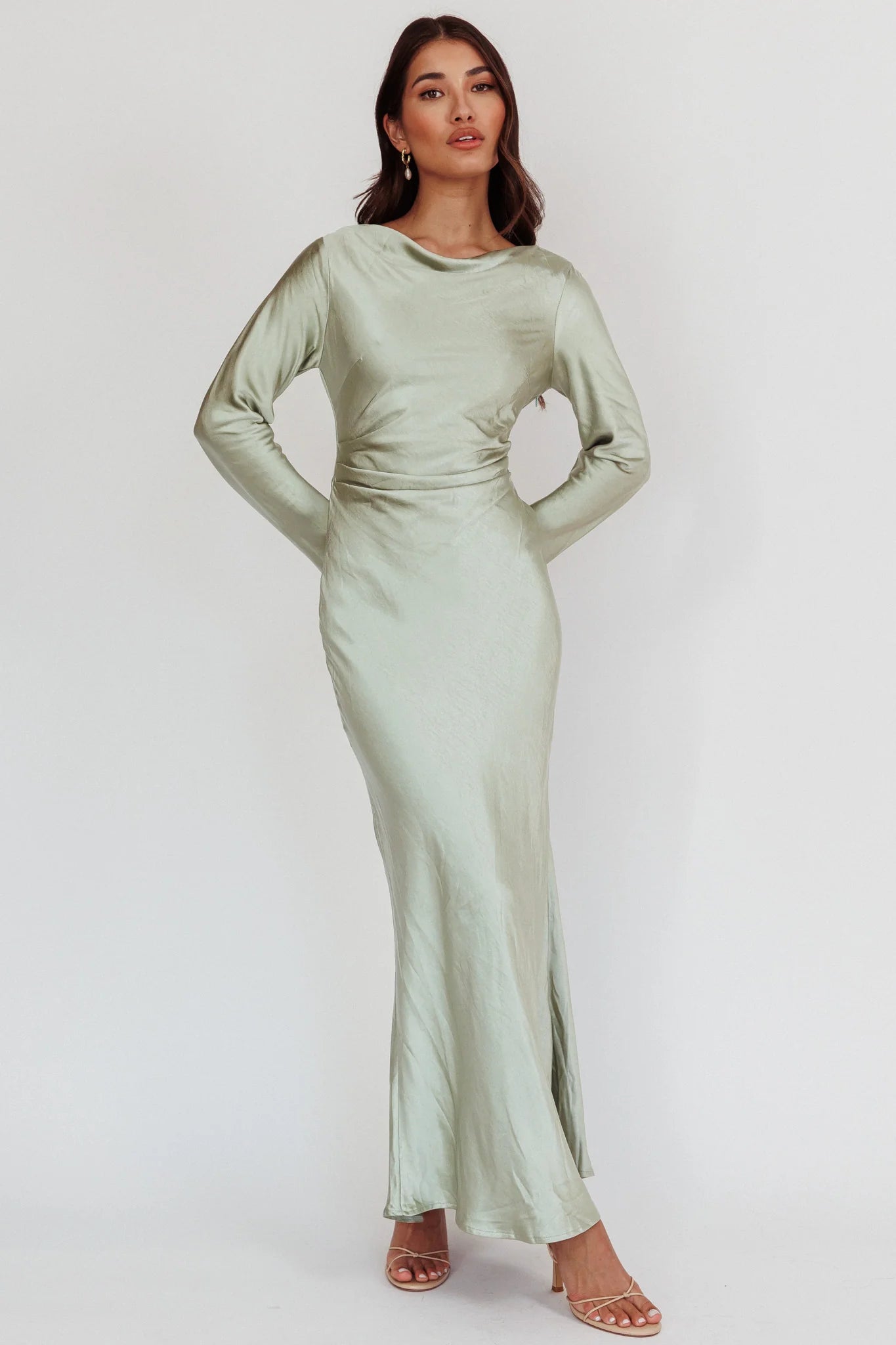 Loveland Cowl Back Midi Dress Sage