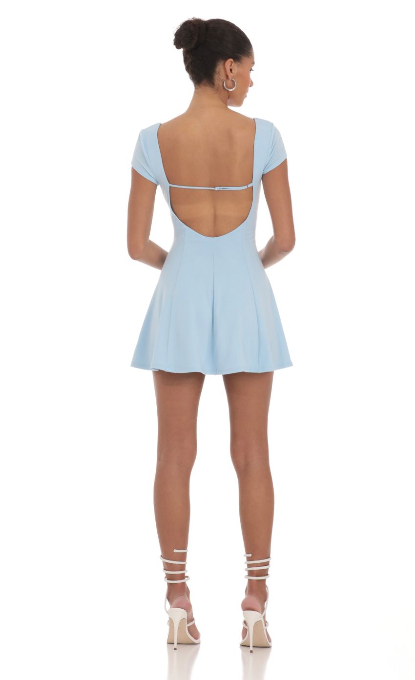 Scoop Neck Short Sleeve Dress in Blue