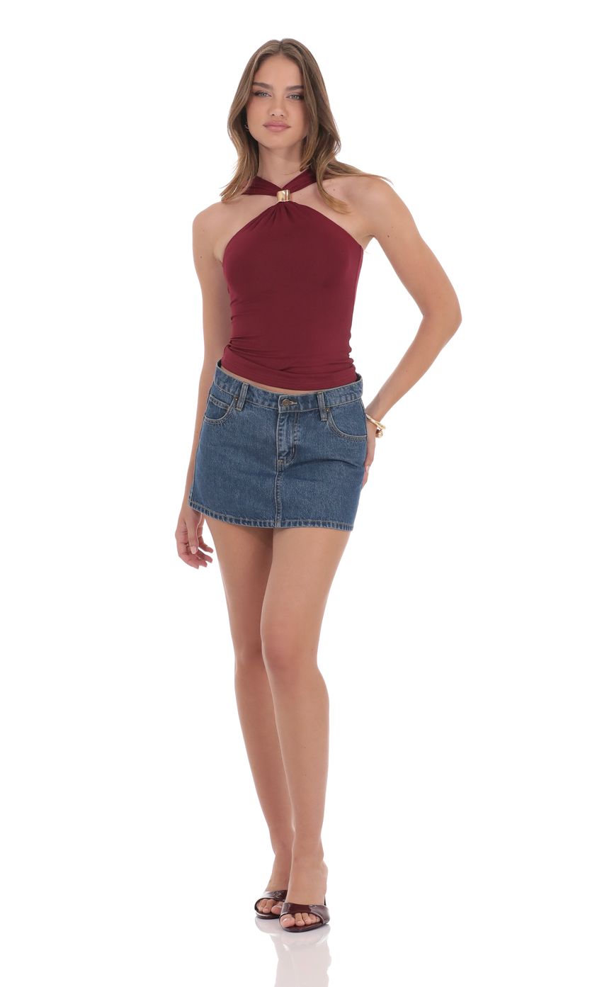 Gold Embellished Top in Burgundy