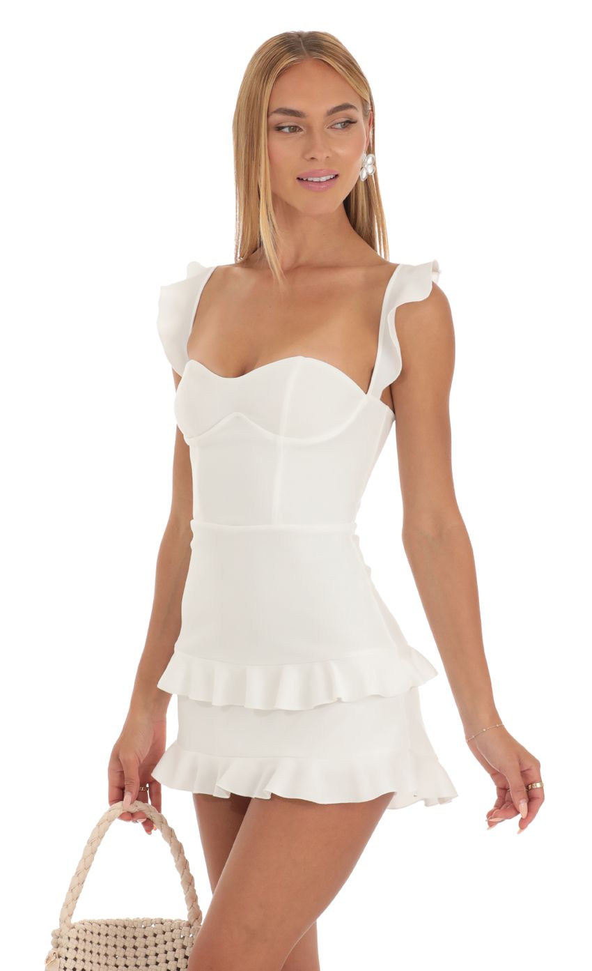 Ruffle Corset Dress in White