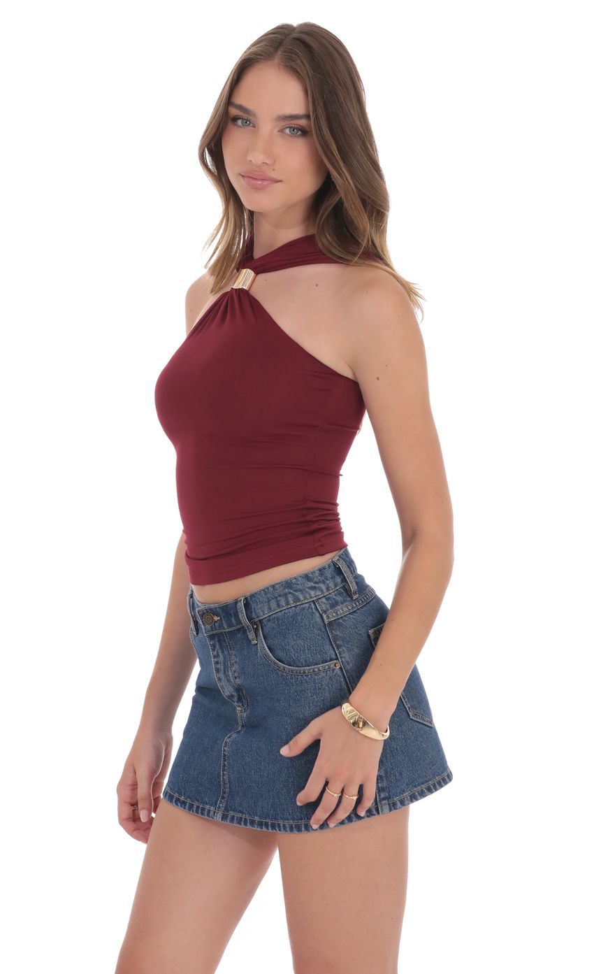 Gold Embellished Top in Burgundy