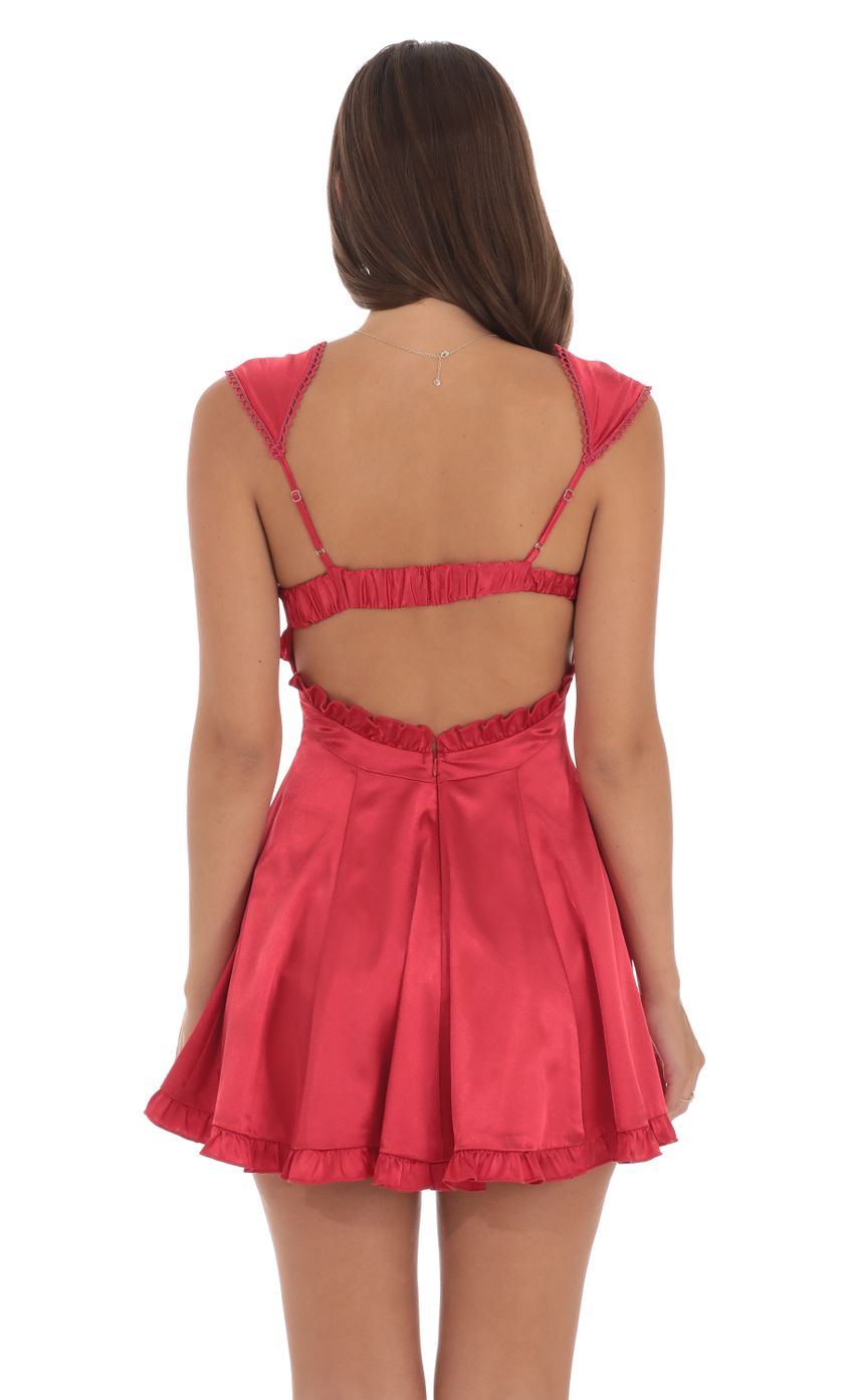 Satin Cap Sleeve Dress in Red
