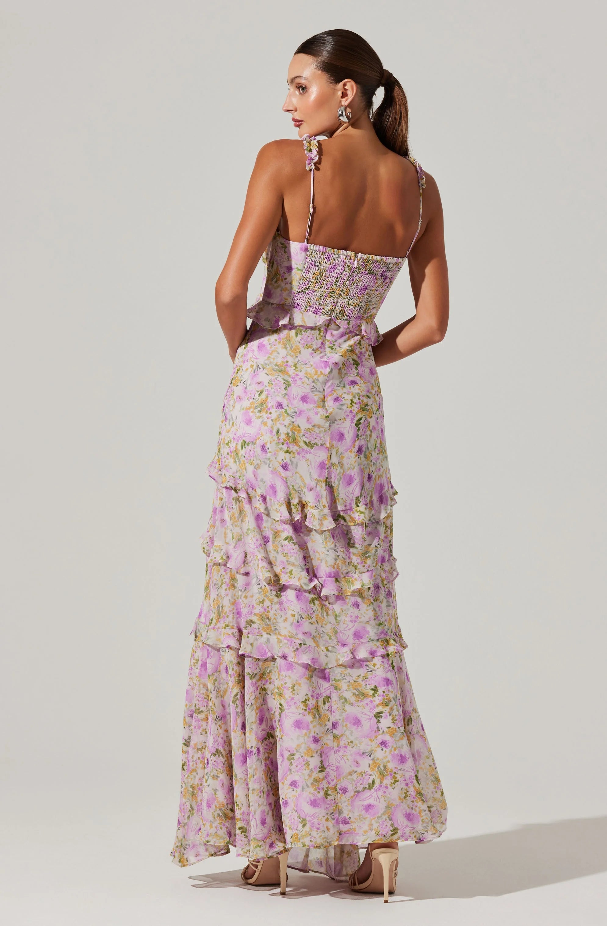 Olina Floral Ruffle Maxi Dress