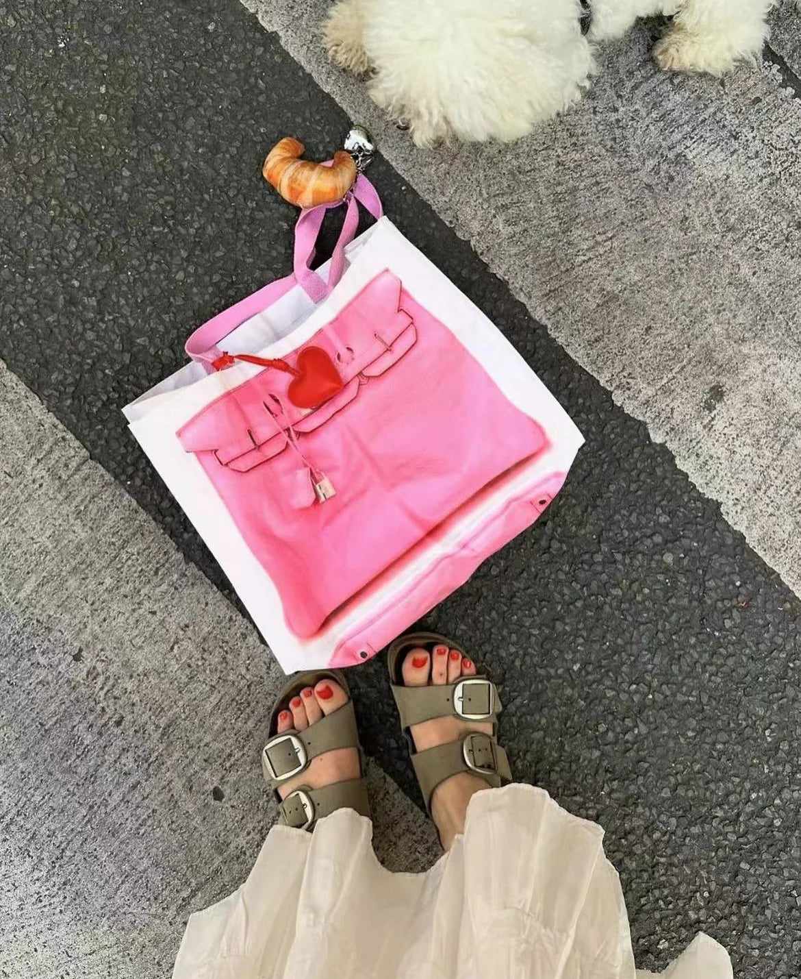 Grocery Bags Creative Parody Platinum Bag Print Woven Bag Fire Over The Net Birkin Fitness Casual Bag