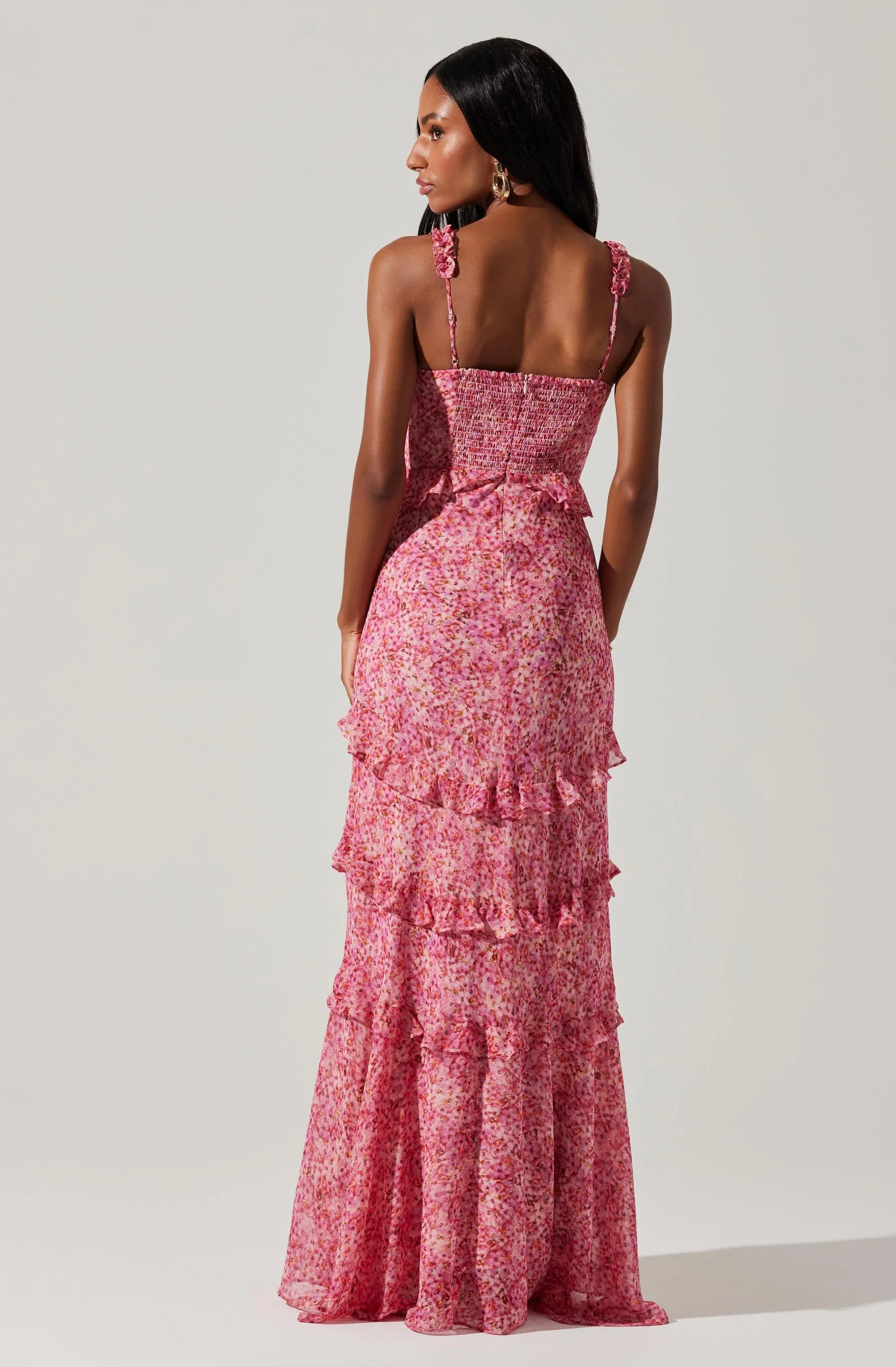 Olina Floral Ruffle Maxi Dress