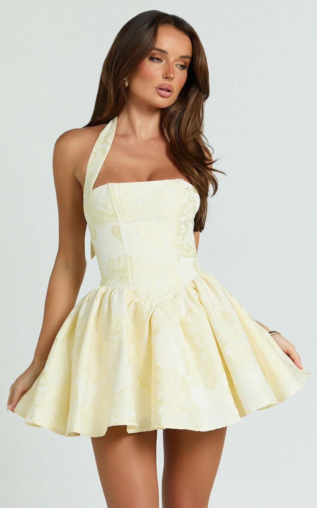lemon fit and flare dress Tie Waist Tiered Fit and Flare Poplin Dress Lemon Drop