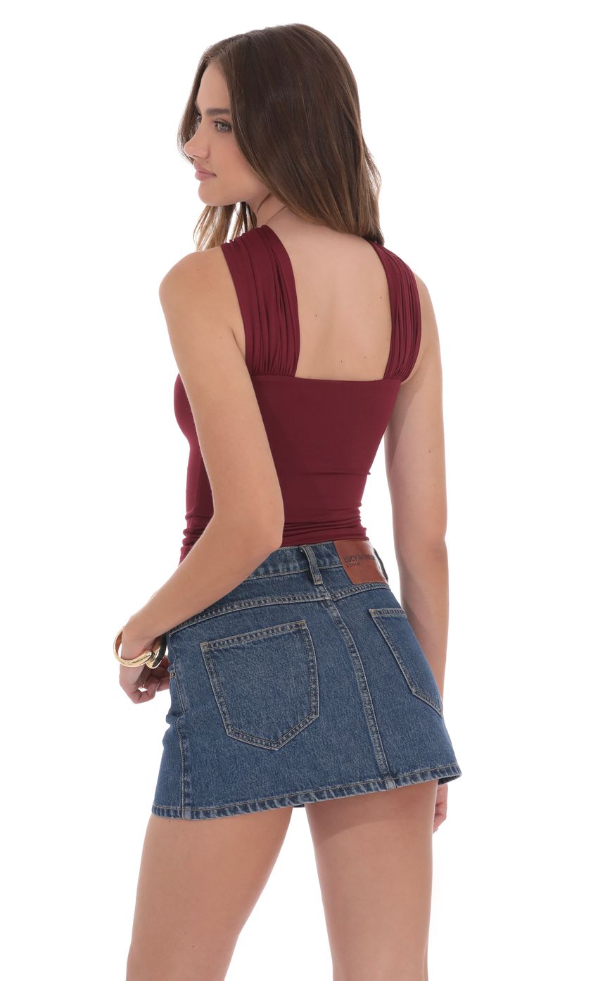 Gold Embellished Top in Burgundy