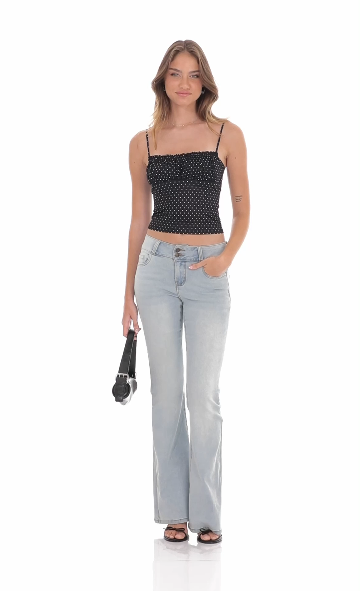 Low Rise Flare Jeans in Light Denim