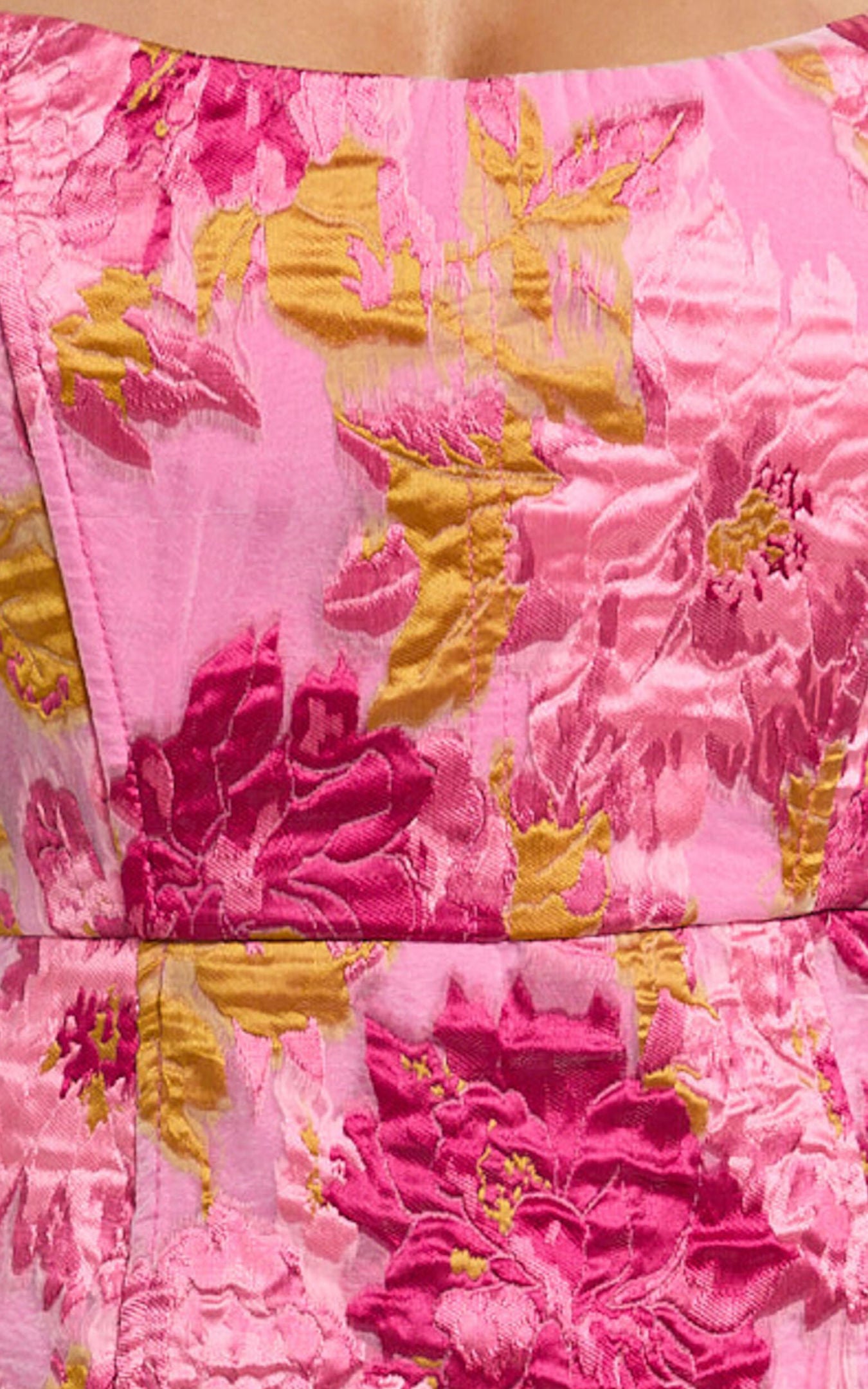 Brailey Mini Dress - Strapless Dress in Pink Jacquard