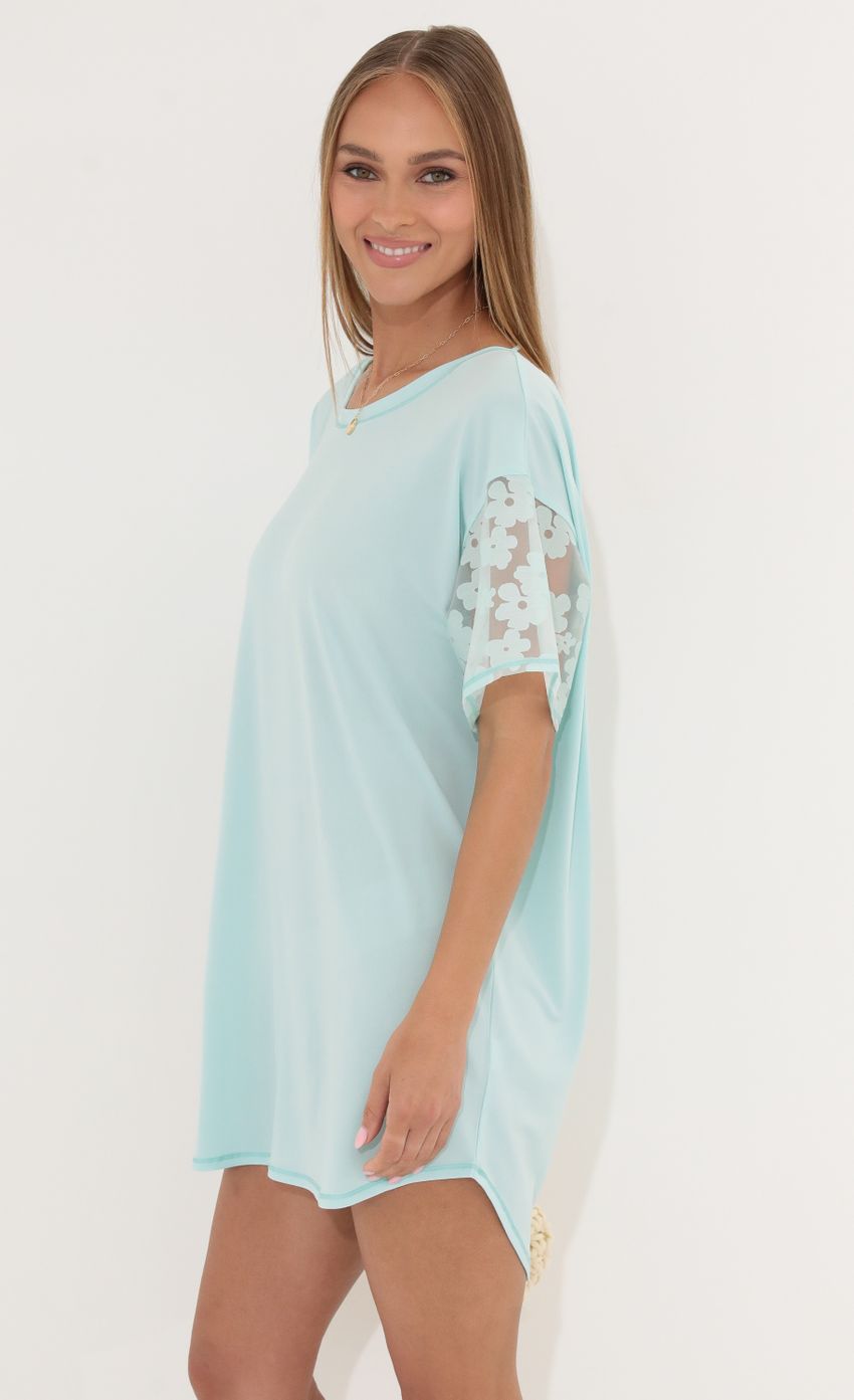 Shirt Dress in Teal Flowers