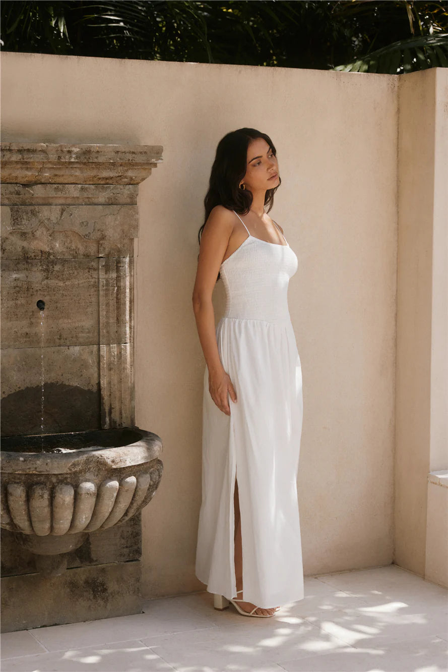 Whispering Willow Maxi Dress White
