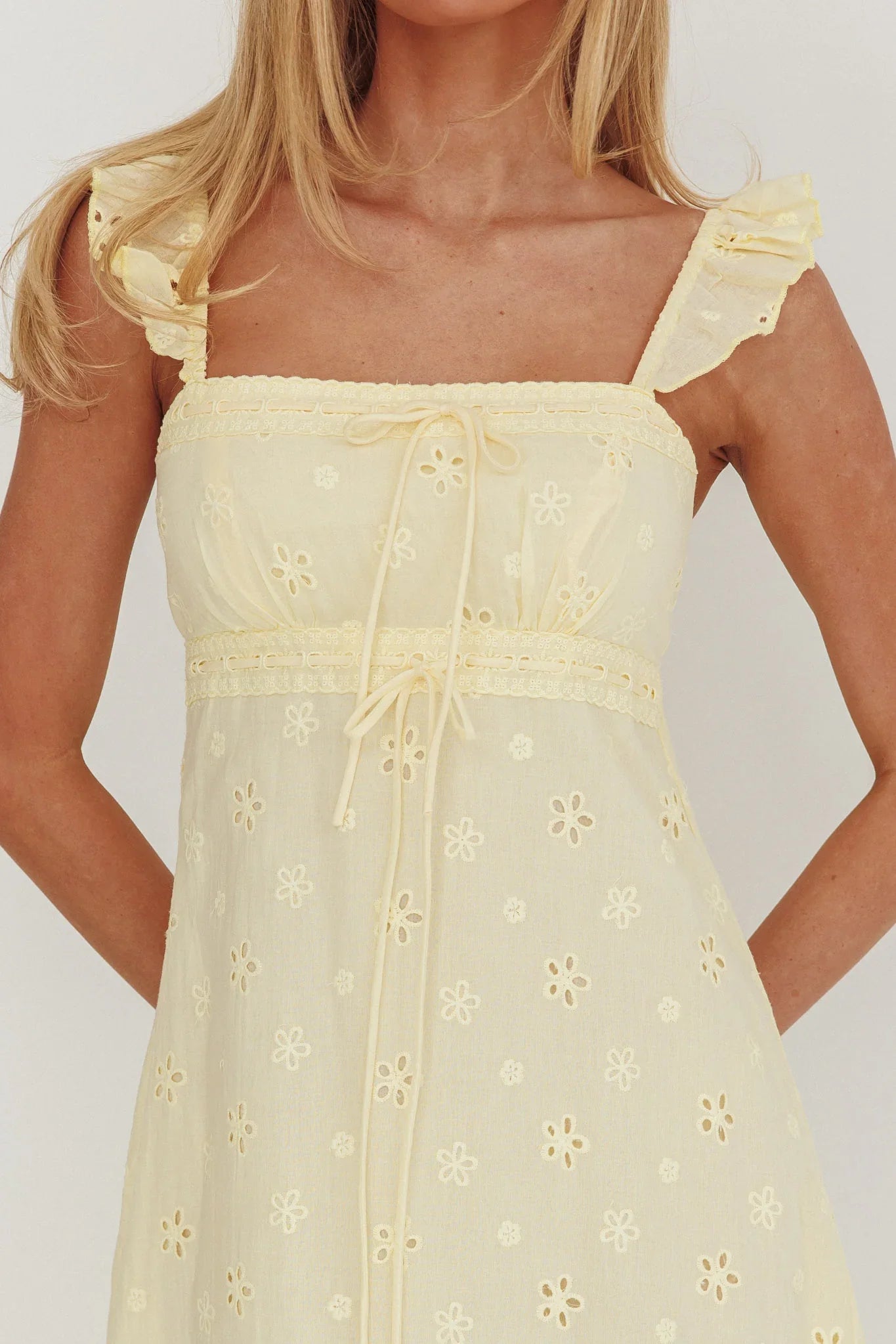 Zimmer Eyelet Frill Strap Maxi Dress Butter