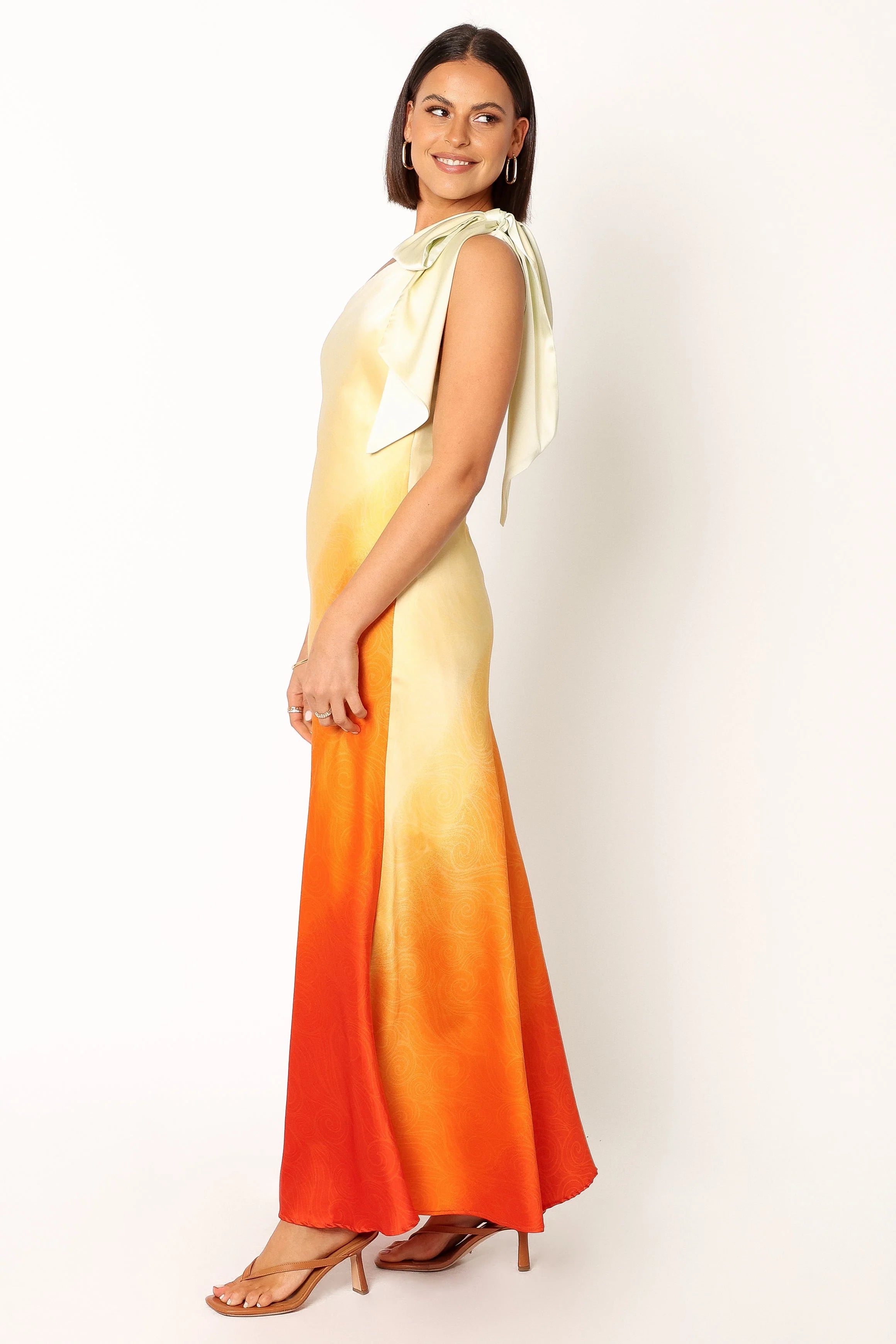 Glow One Shoulder Midi Dress - Sunset