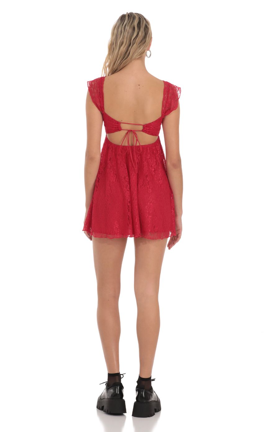 Lace Babydoll Dress in Red