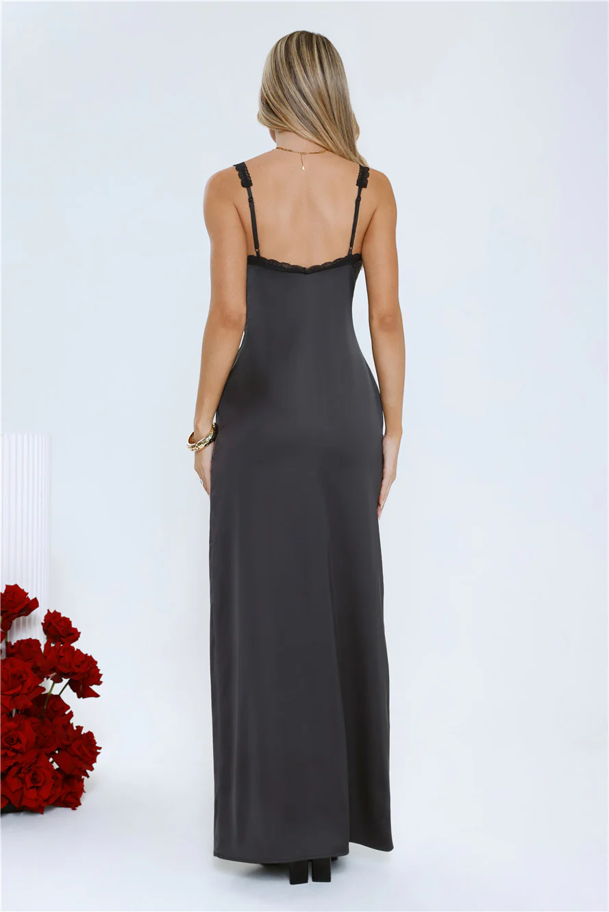The Midnight Edit Satin Maxi Dress Black