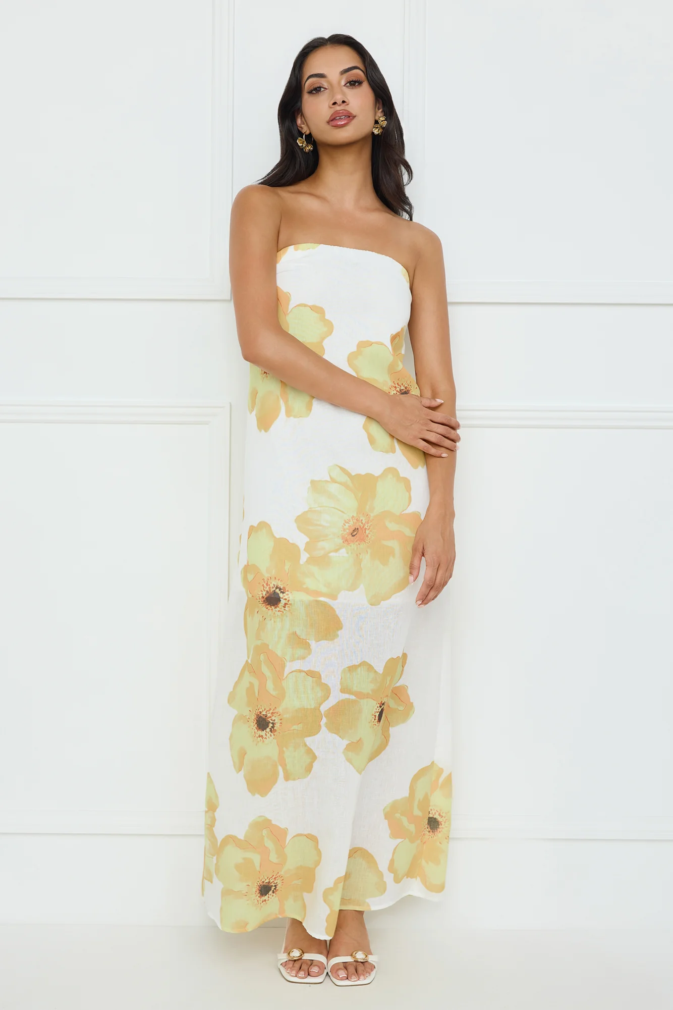 Sunlight’s Embrace Strapless Maxi Dress Yellow