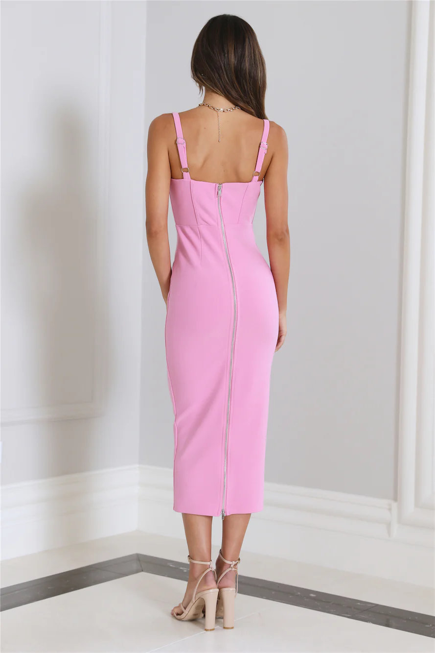 Time To Charm Midi Dress Pink