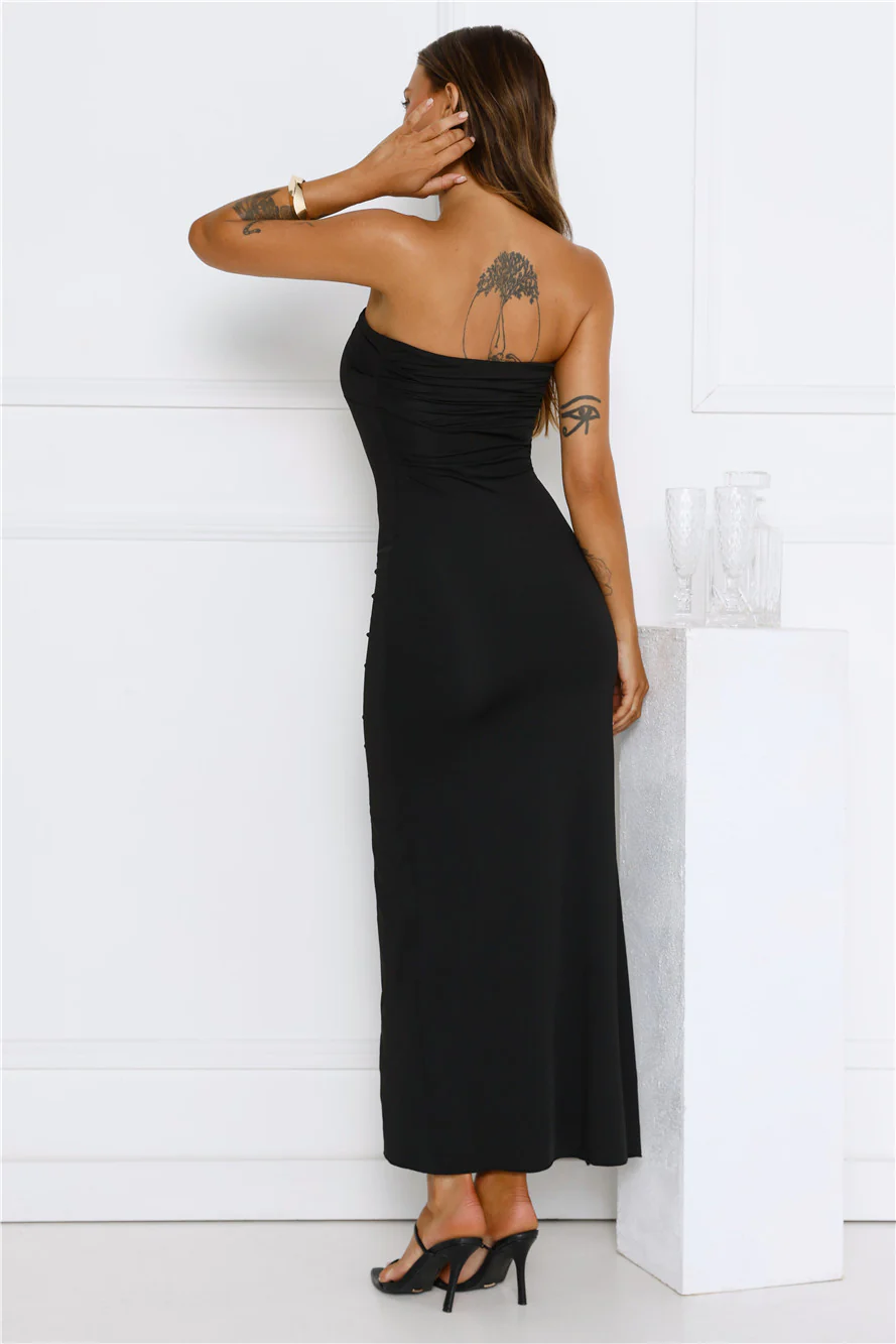 Sunshine Shuffle Strapless Maxi Dress Black