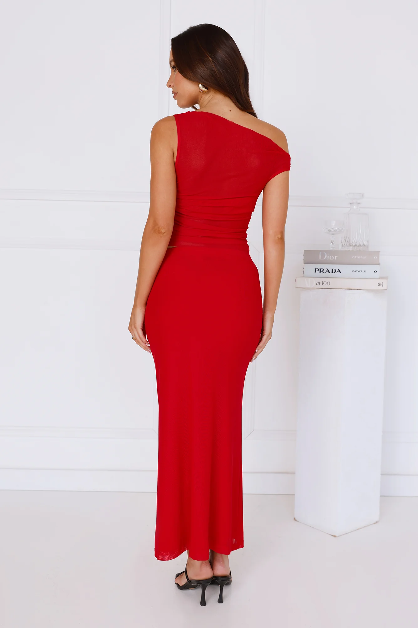 Surprise Parties Mesh Maxi Skirt Red