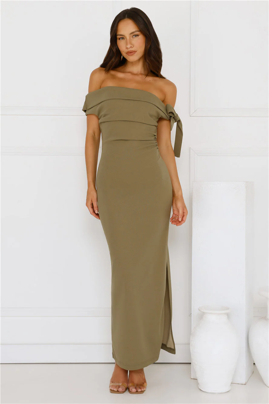 The Luxe Party Maxi Dress Olive
