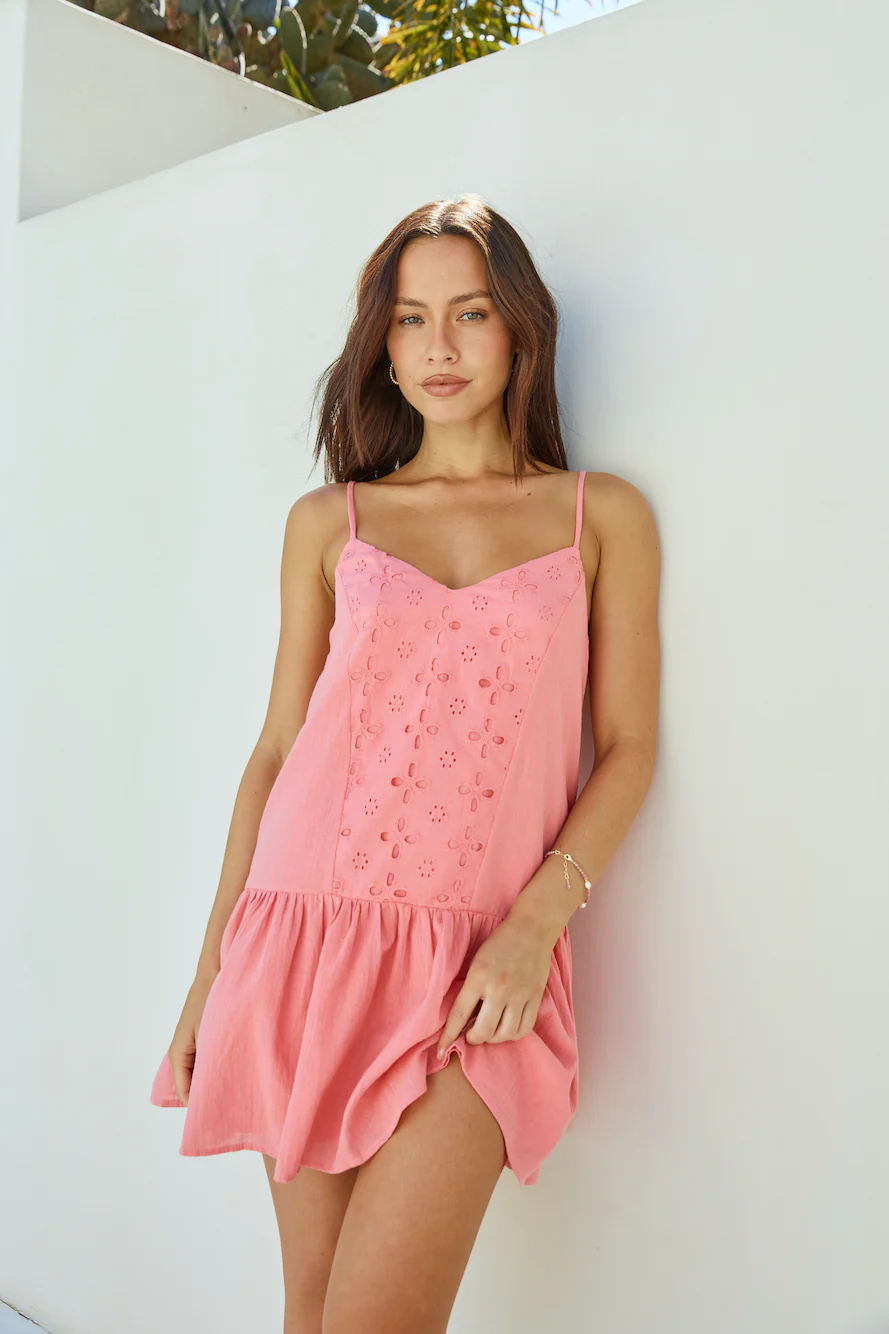 Sunshine Mosaic Mini Dress Coral