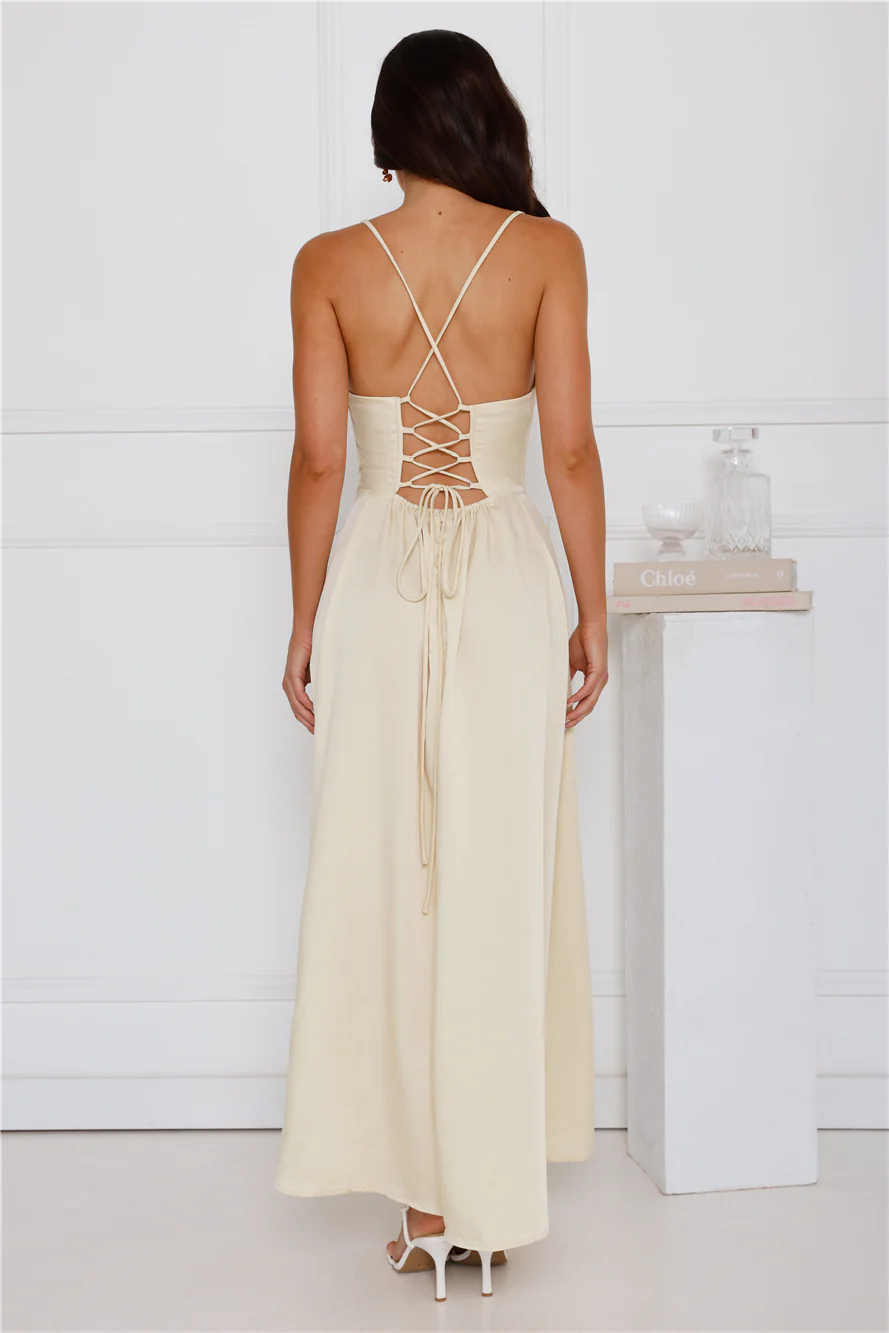 The Only Girl Satin Maxi Dress Yellow