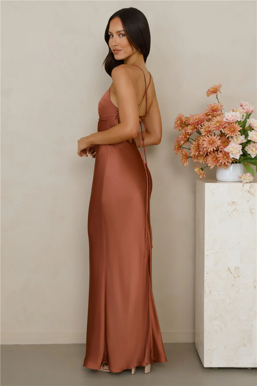 The Samara Satin Maxi Dress Copper