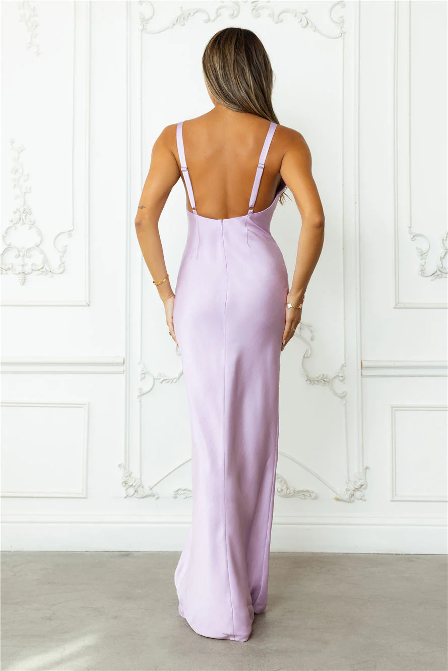 Ultimate Affair Satin Maxi Dress Lilac