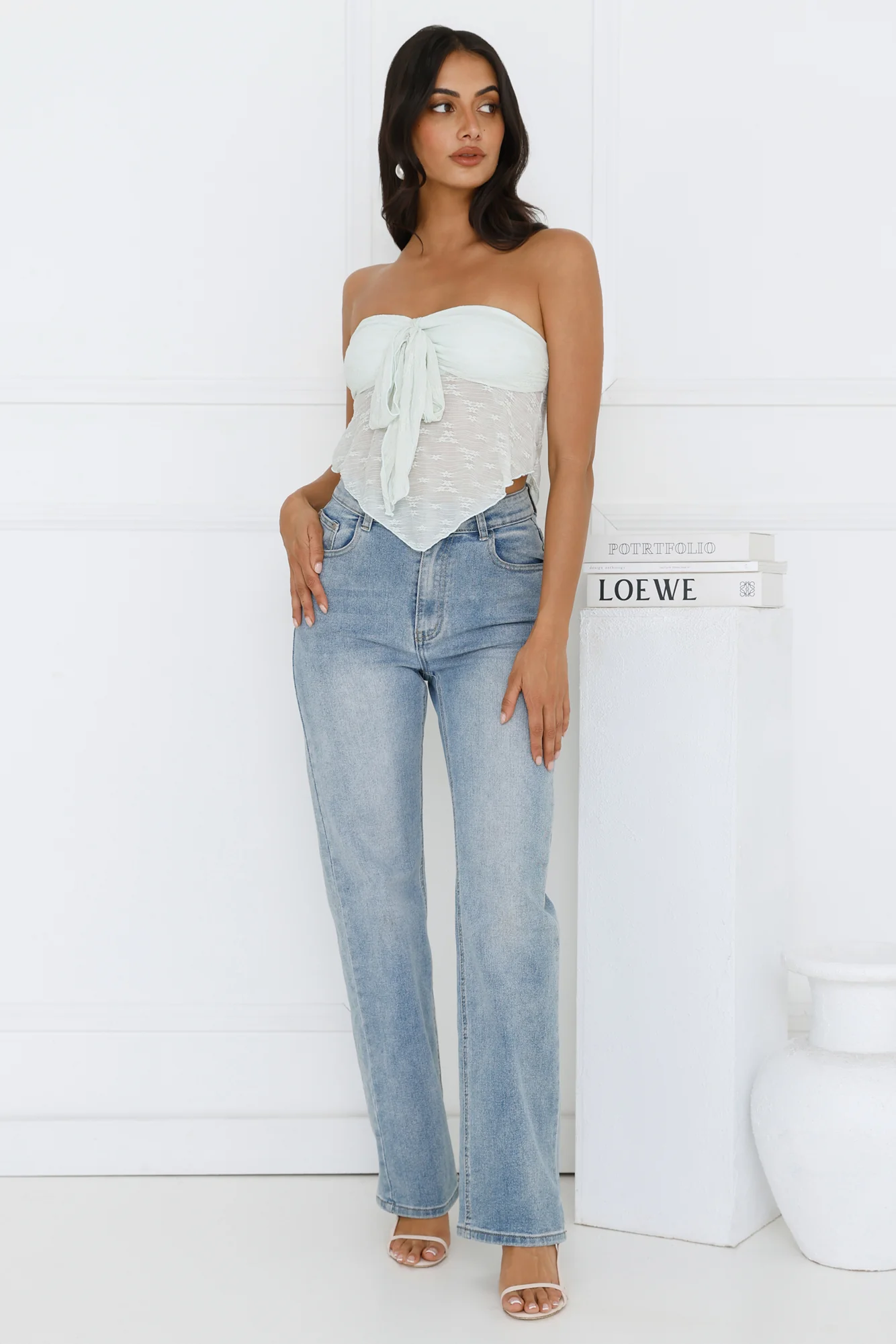Sweet Berry Strapless Crop Top Sage