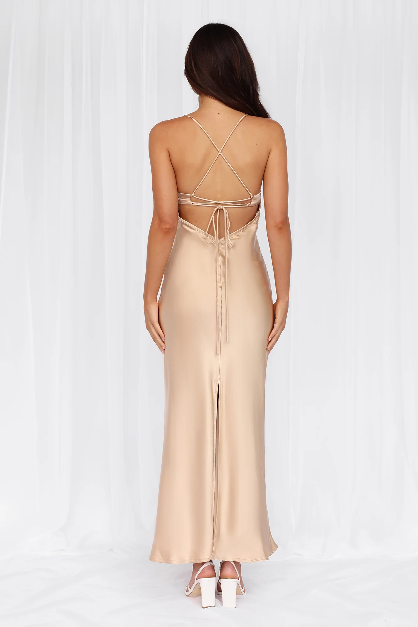 The Samara Satin Maxi Dress Champagne