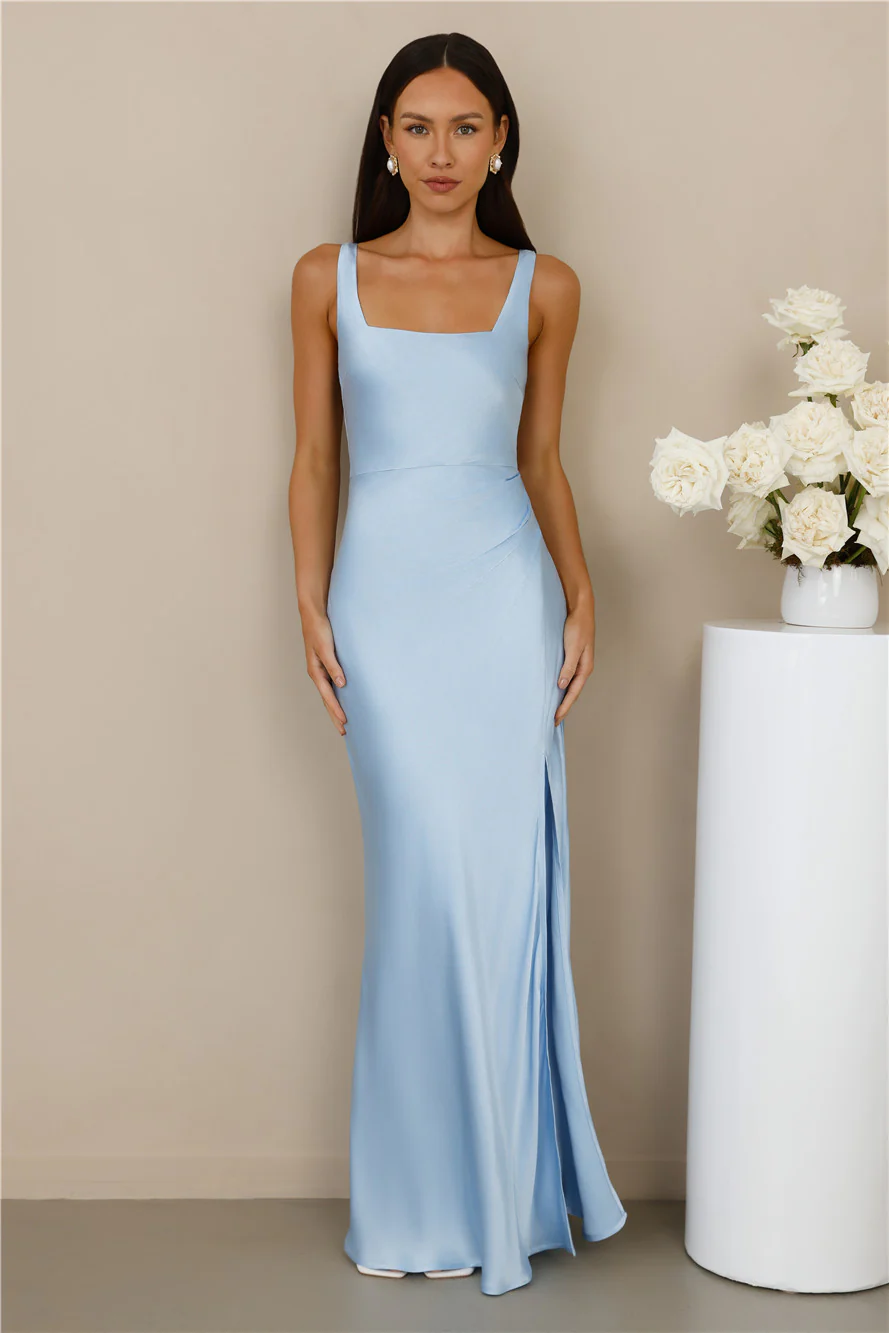 The Evelina Satin Maxi Dress Blue