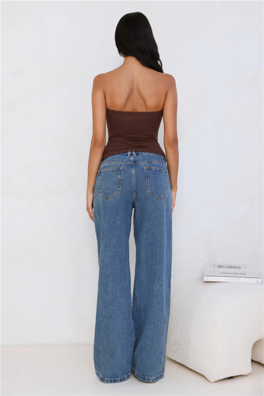 Sunset Spritz Strapless Top Brown