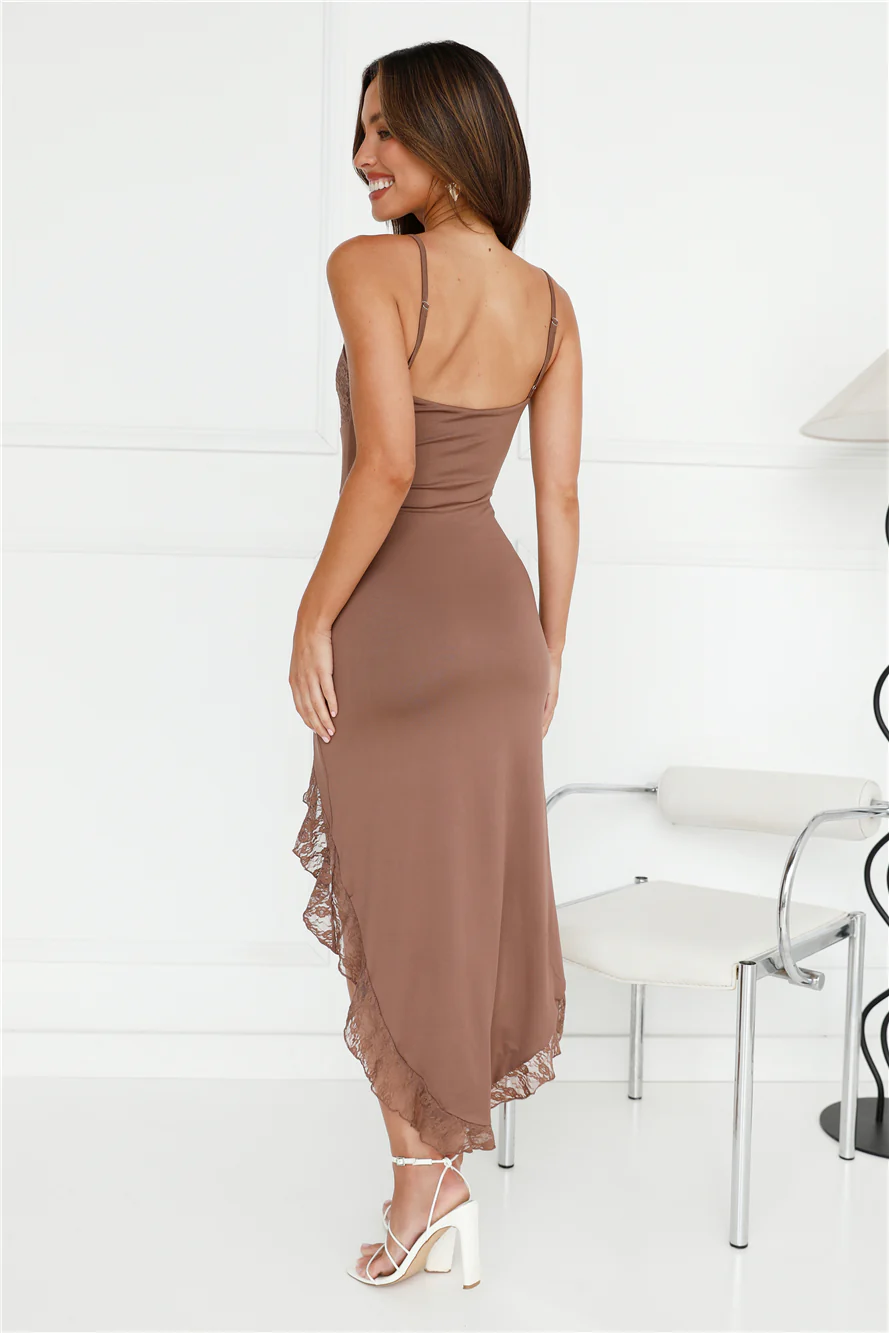 Treat Time Lace Midi Dress Coffee