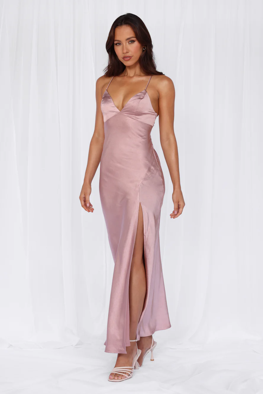 The Sophia Satin Maxi Dress Dusty Pink