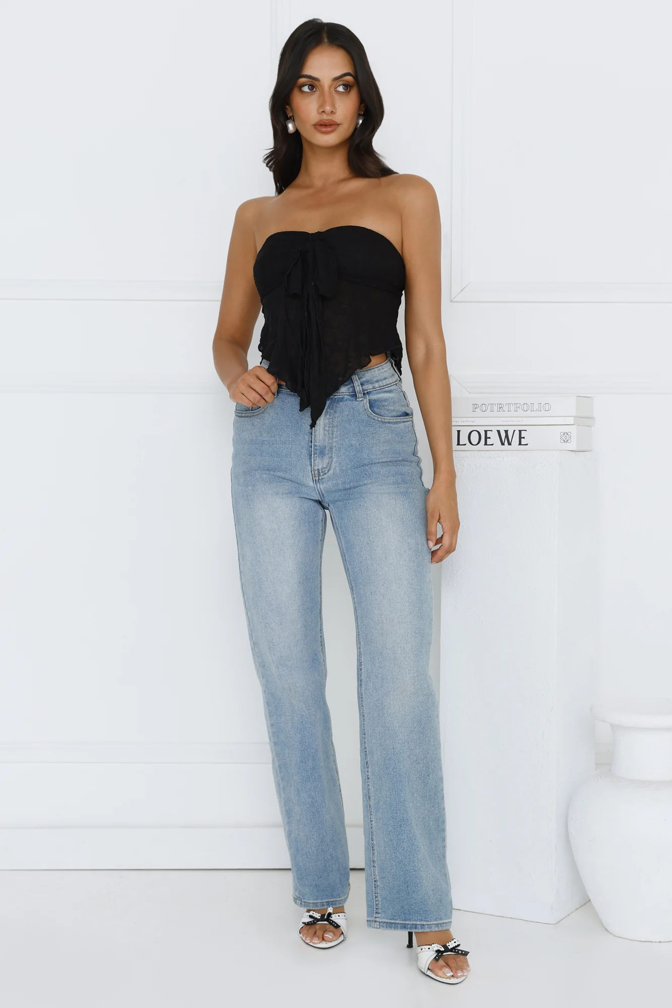 Sweet Berry Strapless Crop Top Black