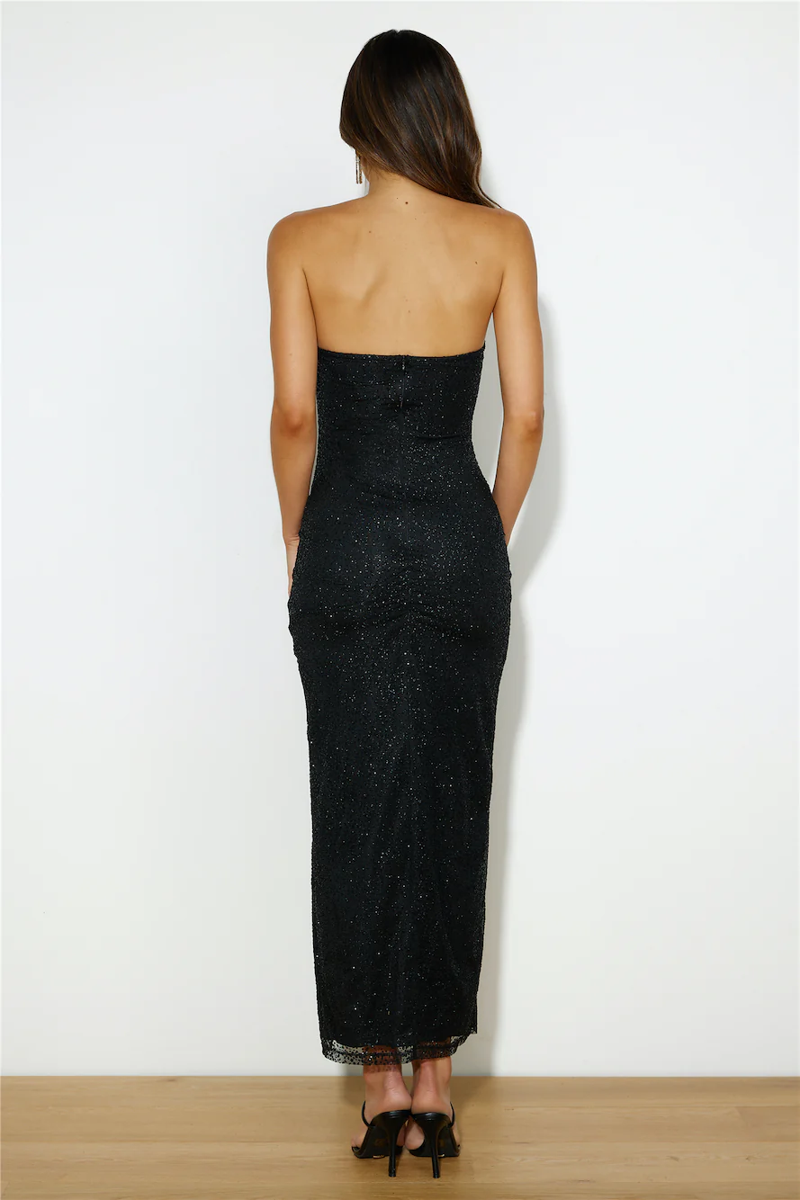 Sparkle Now Glitter Midi Dress Black