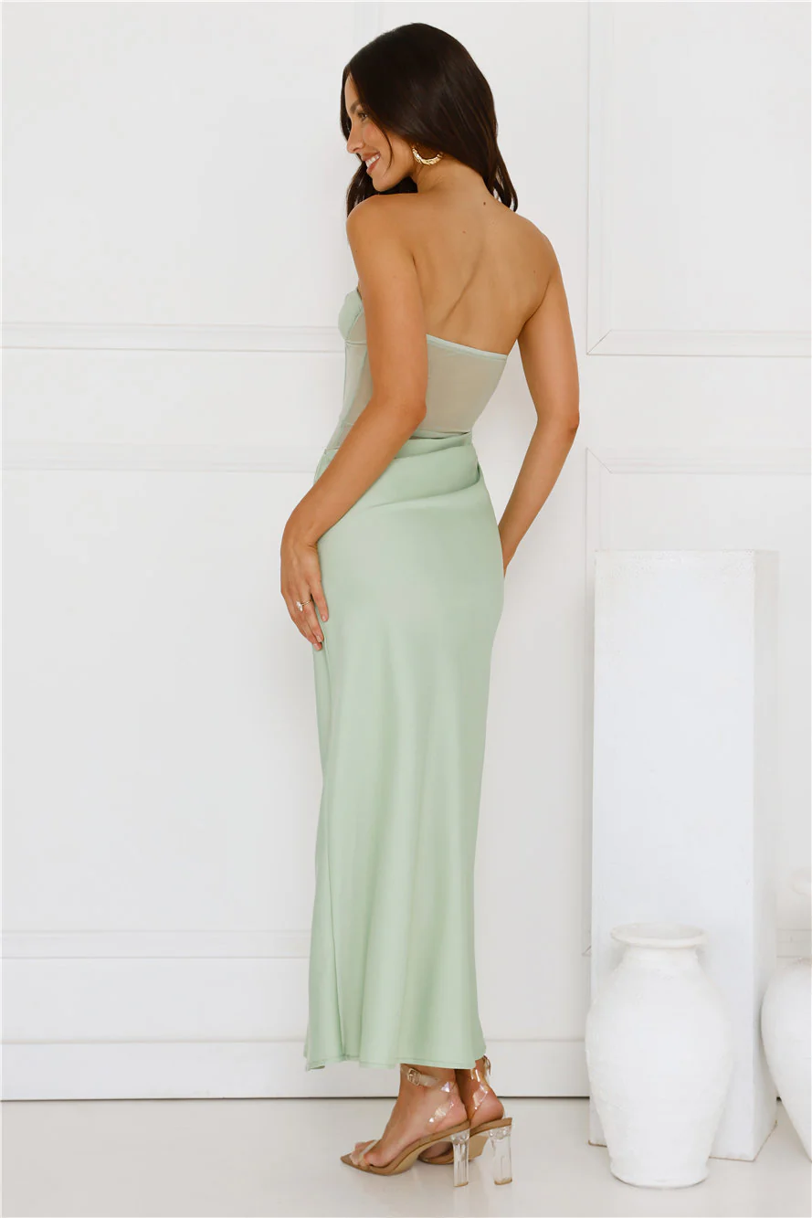 Sunbeam Serenade Strapless Mesh Maxi Dress Green