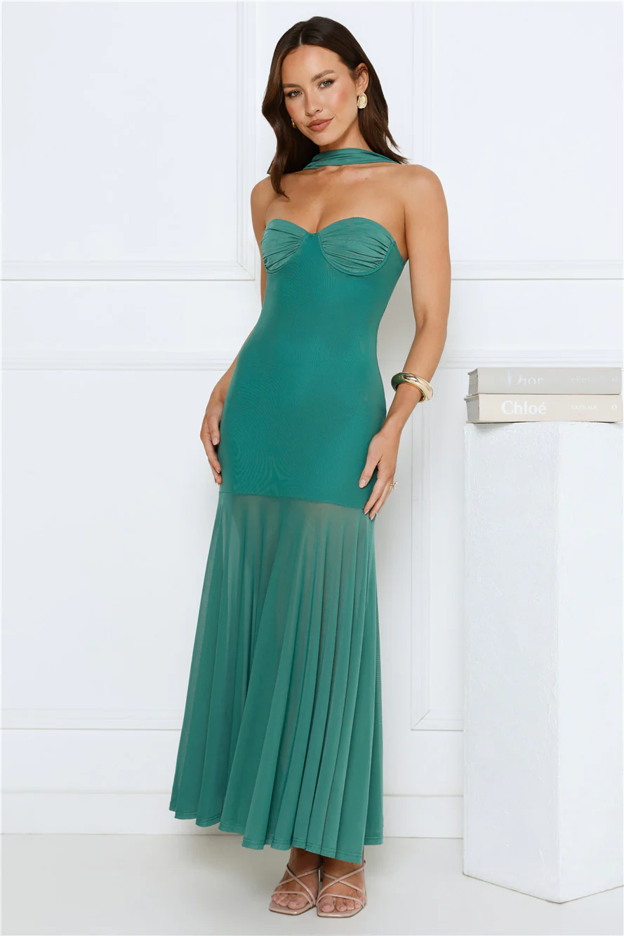 Serene Sway Strapless Maxi Dress Green