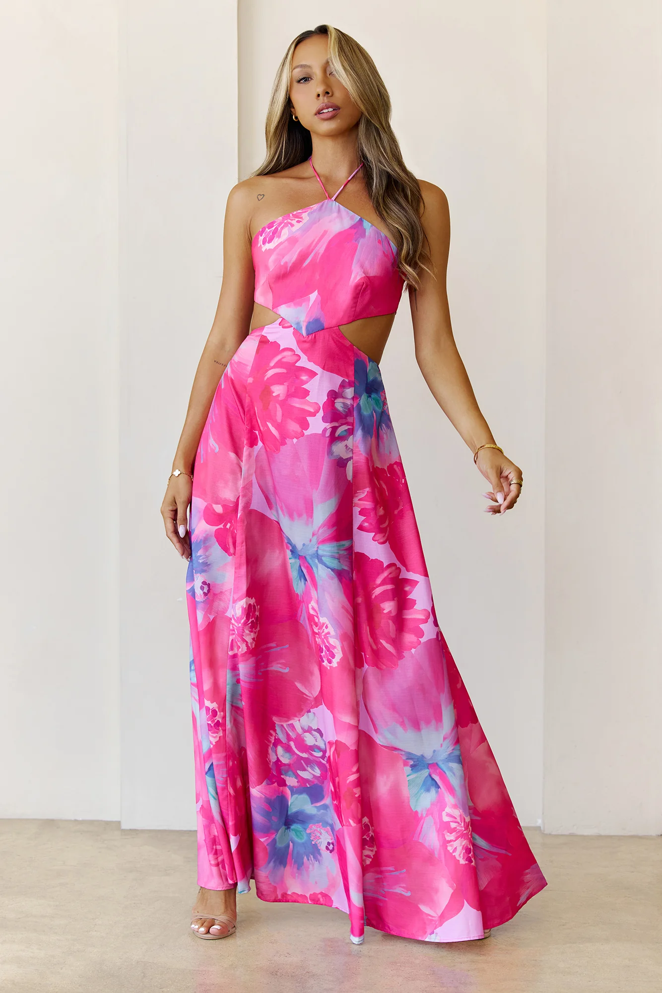 Viola Halter Maxi Dress Fuchsia