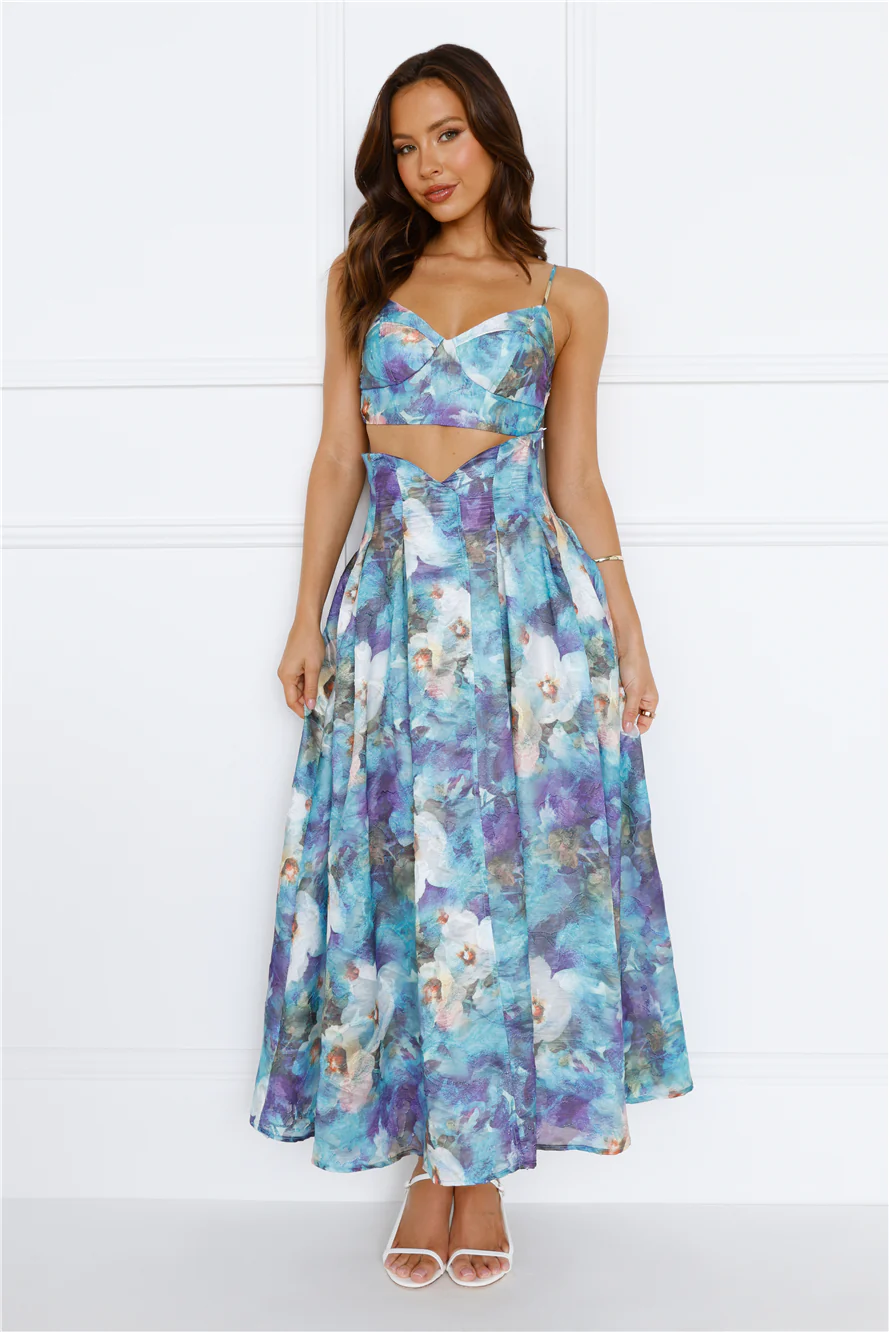 Unique Flare Crop Top Blue