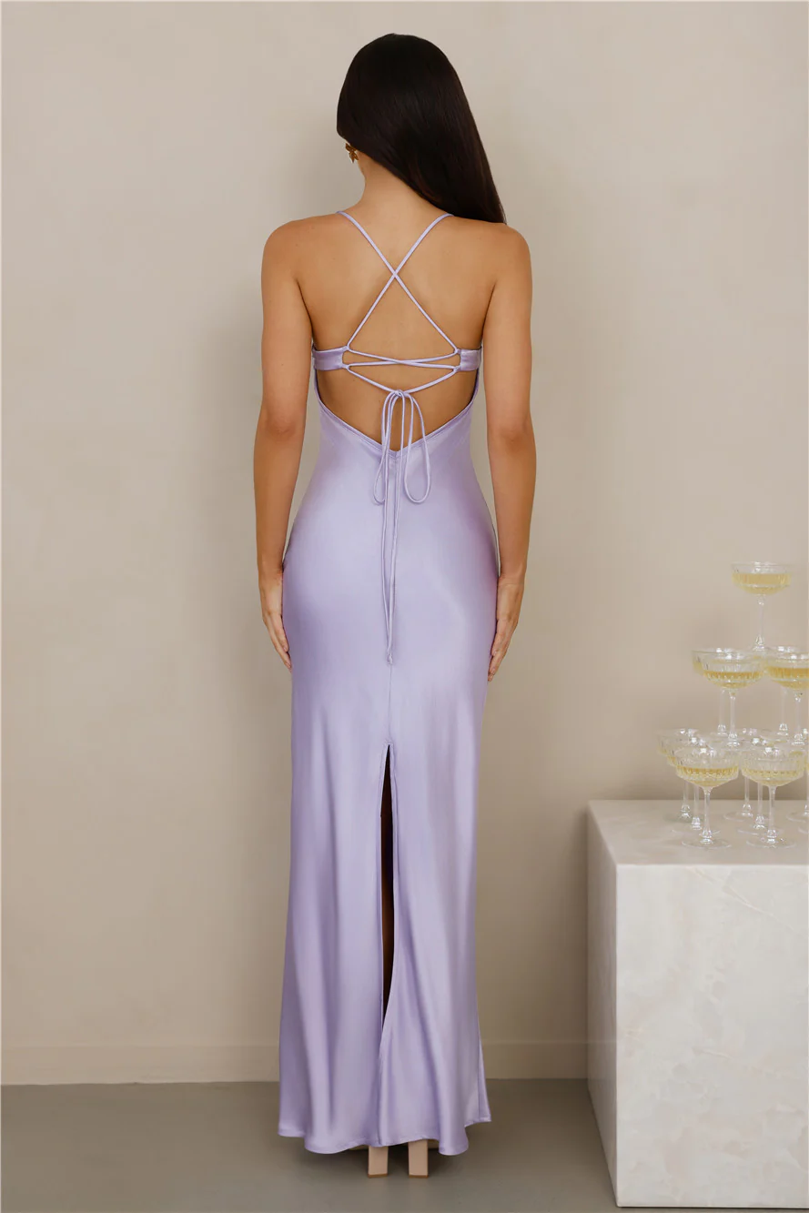 The Samara Satin Maxi Dress Lilac