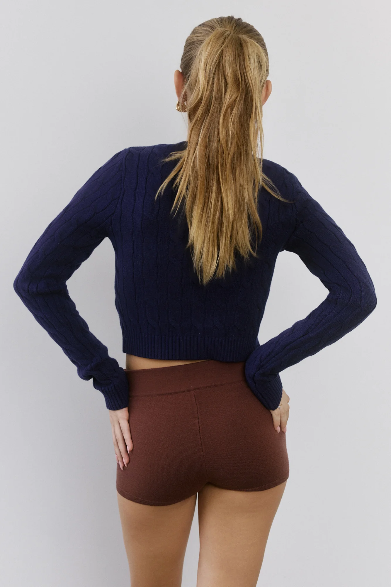 The Exclusive Cable Knit Rose Sweater Navy