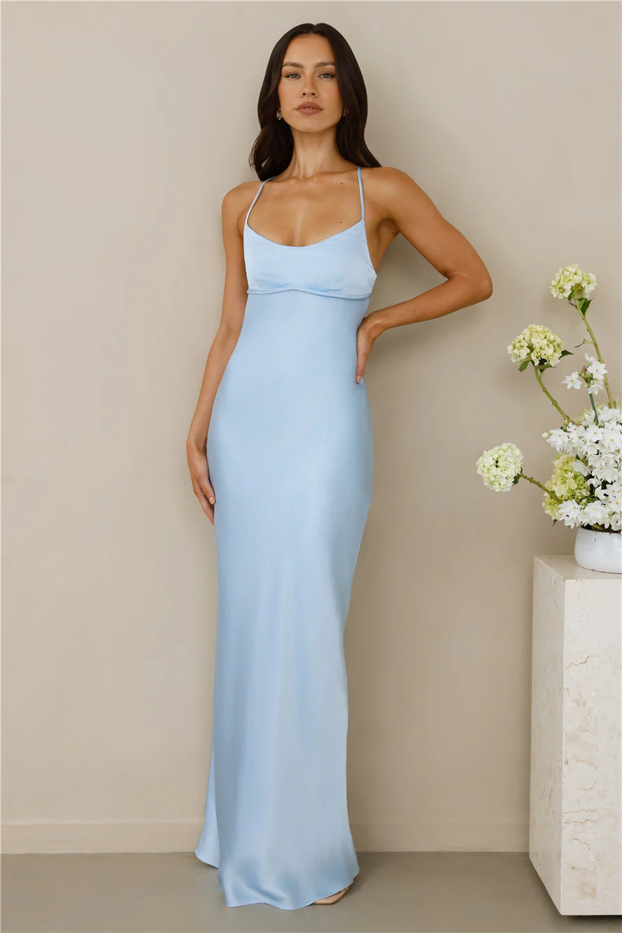 The Samara Satin Maxi Dress Blue