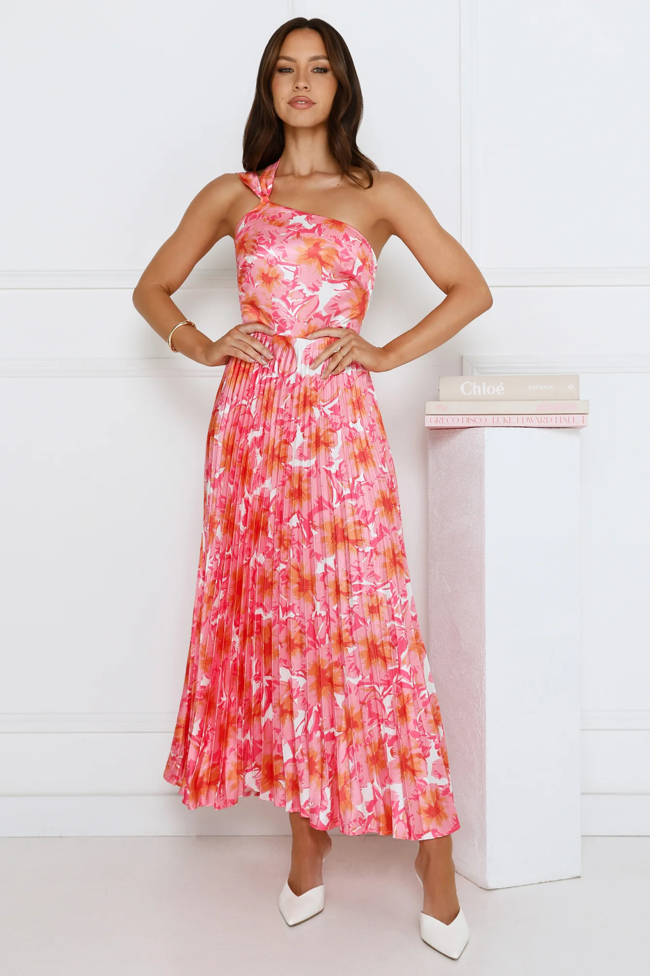 Sunny Silhouette Satin One Shoulder Pink
