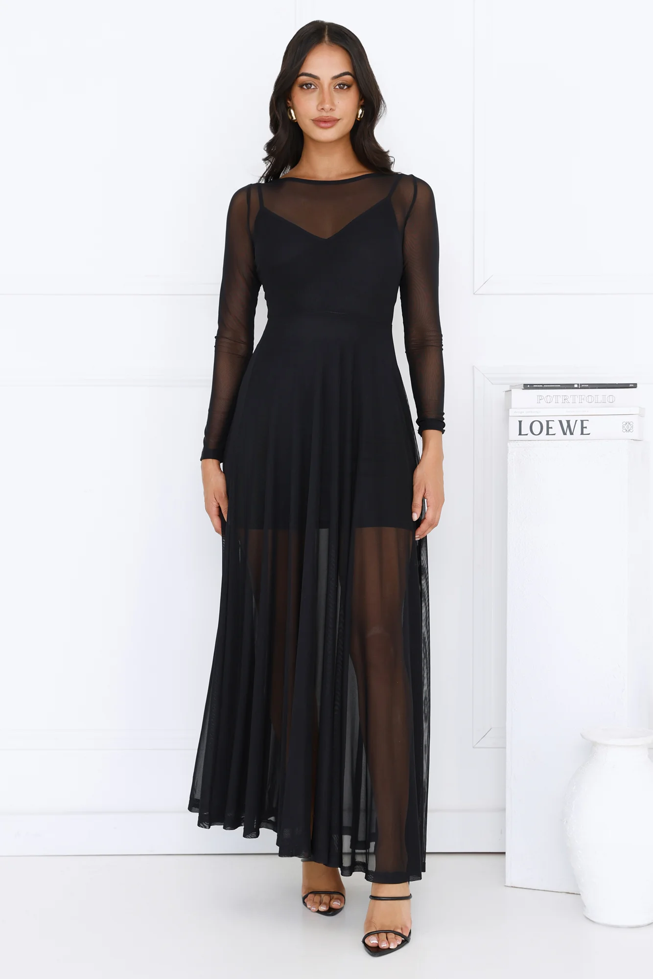 Starlit Lanes Mesh Maxi Dress Black