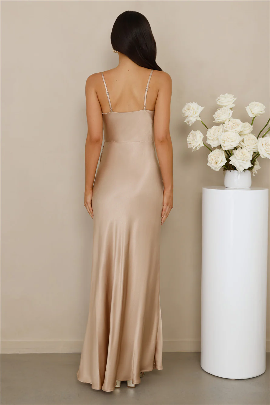 The Violetta Satin Maxi Dress Champagne