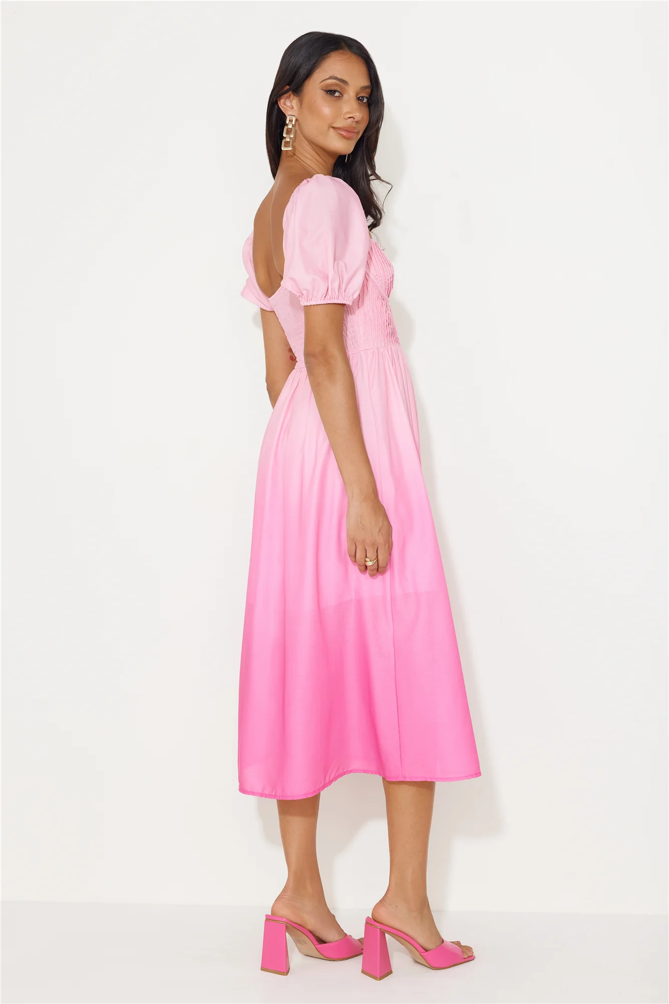 Swish This Way Midi Dress Pink