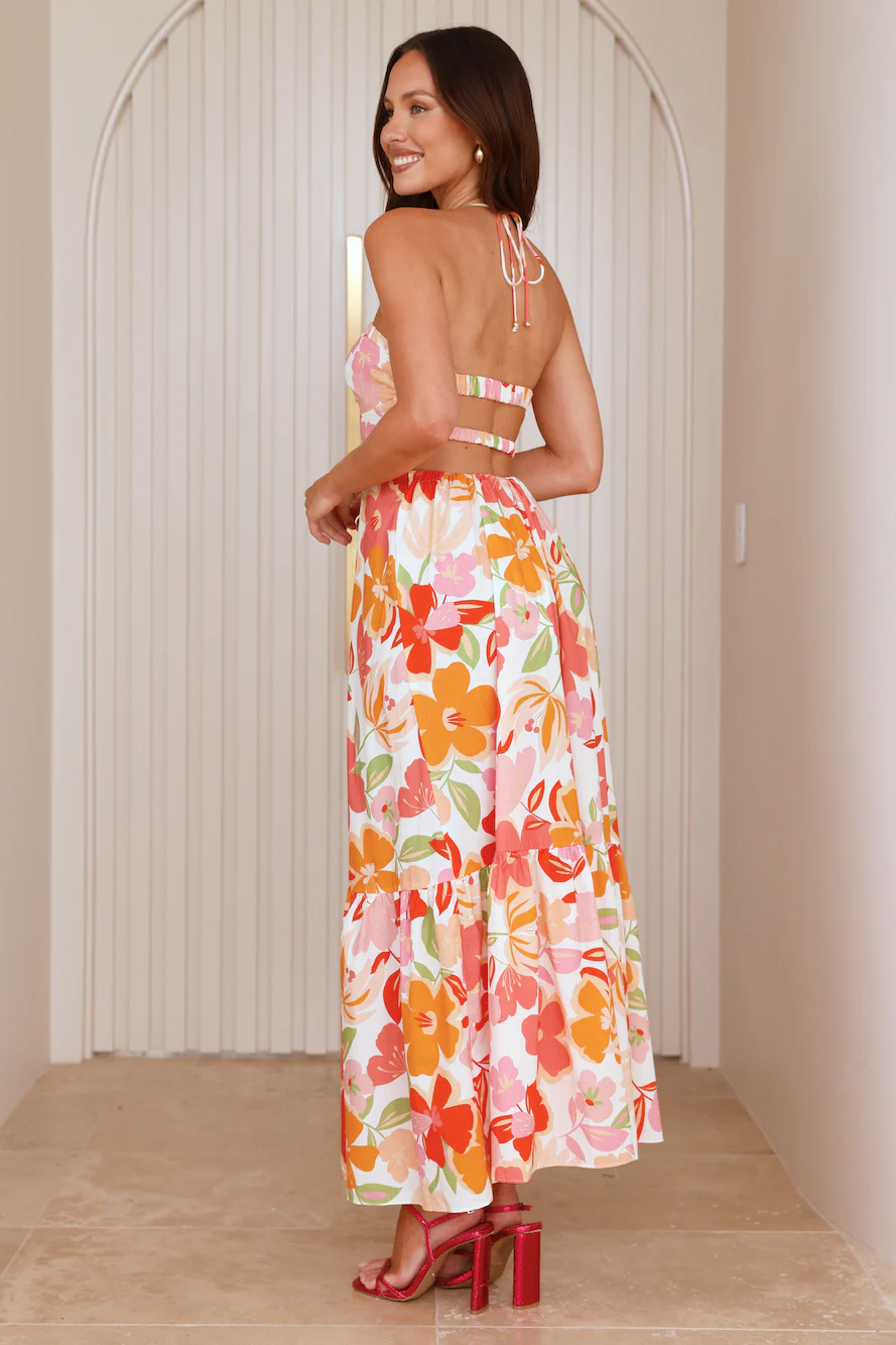 Surfside Escape Halter Maxi Dress Orange